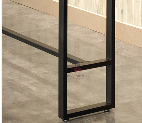 Industrial Metal Base Long Bar Height Table Solid Wood Top 120-300cm Length