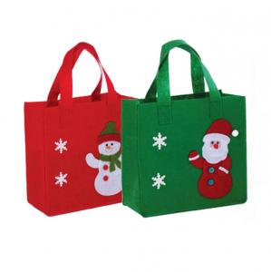 Buy cheap 2021 new hot selling  Christmas Santa  felt tote bag reusable woman  shopping bag handle bag for Christmas gift product