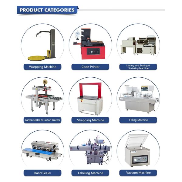 Fully automatic multifunctional electric driven PE film packaging machine for heat sealing and shrink wrapping