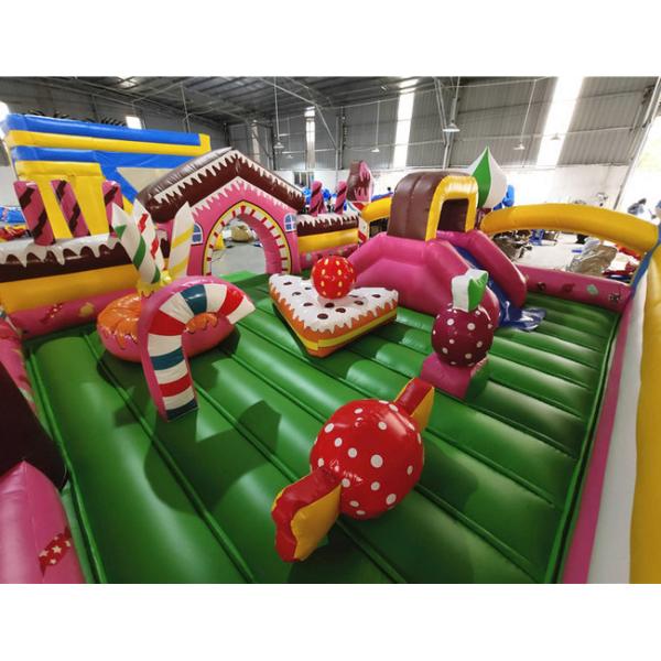Inflatable Candy Fun City Children Playground With Small Slide / Blow Up Trampoline