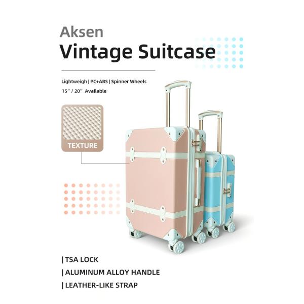 Hard Shell Cabin Carry On Vintage Boarding Suitcase Luggage Sets in Elegant Bright Color for Lovers' Travel