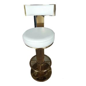 Buy cheap Kitchen Vintage Bar Stools With Backrest Golden Metal Round Base product