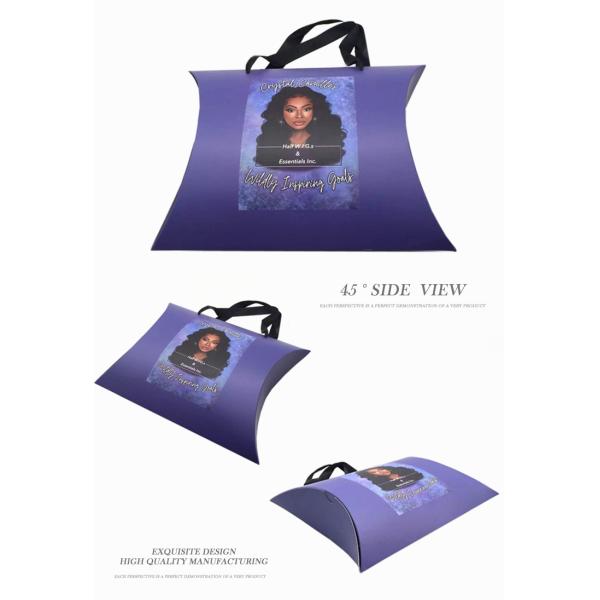 Custom Logo Wave Hair Gift Box Pillow Packaging Boxes With Handle