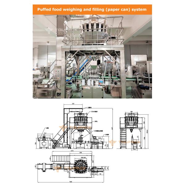 Automatic Snack Can Filling Machine for Puffed Snacks Paper Can & PET Jar Packaging Line