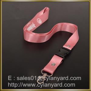 China Pink Nylon lanyard for ID badge holder, nylon neck ribbon with detachable buckle on sale