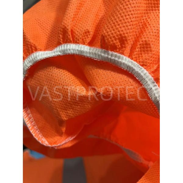 CE Type 5 6 Certified USA PPE Disposable SMS 56GSM Orange Coveralls With Reflective Tape