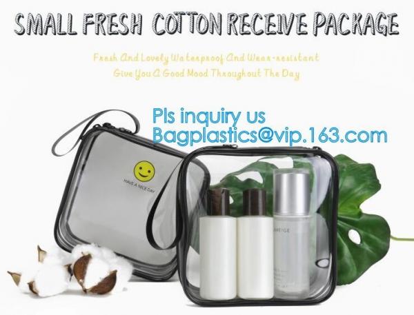 recyclable travel PVC cosmetic bag travel set bag, PVC Zip Lock Plastic Cosmetic Travel Packaging Bag, PVC Zipper Travel
