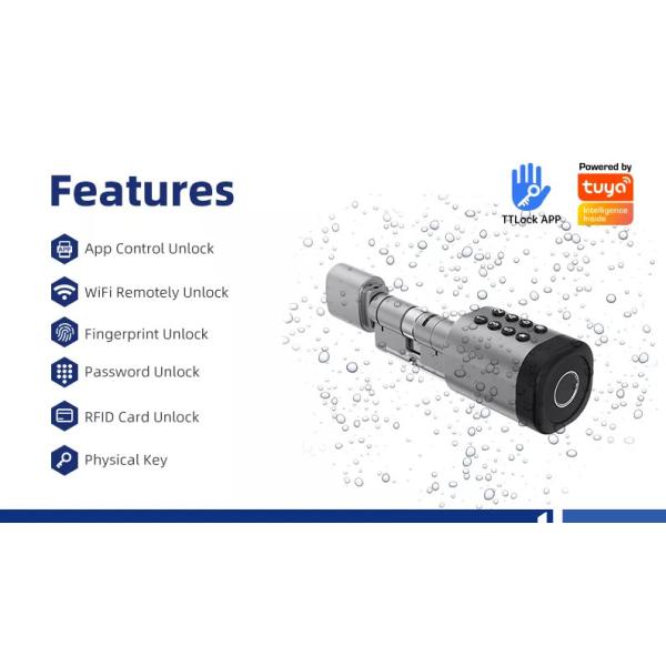 Adjustable WiFi BLE Digital Door Lock Smart Cylinder With Mechanical Key