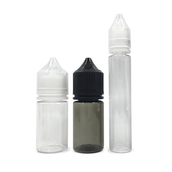 Round PET E Liquid Bottle With Childproof Screw Cap Transparent Custom Logo Various Capacities