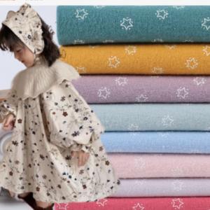 Buy cheap Printed Flannel Cotton Shirt Fabric Spandex Brush Kids Skirt Autumn Dress Fabric  55SX50S 120GSM product