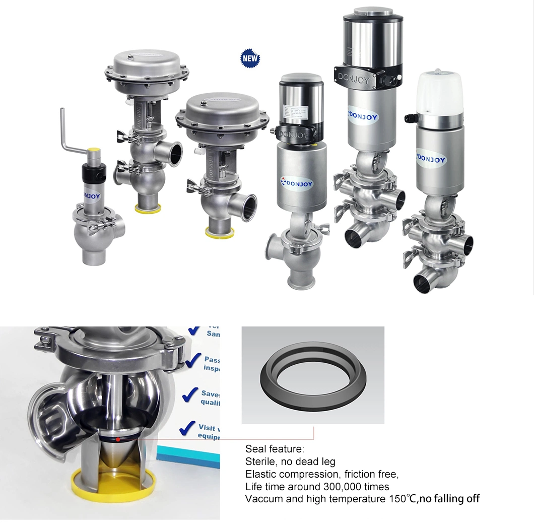 Hygienic Stainless Steel Pneumatic 2 Way Divert Seat Valve