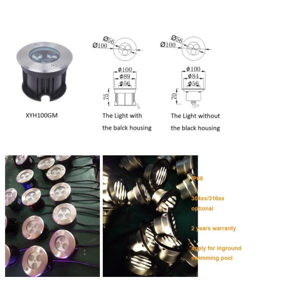 3W 100mm Diameter LED Underground Lights For Pond Pool