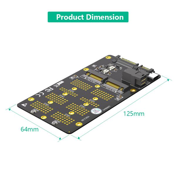 M.2 NVMe SATA SSD to SFF-8643 Adapter 40g Black