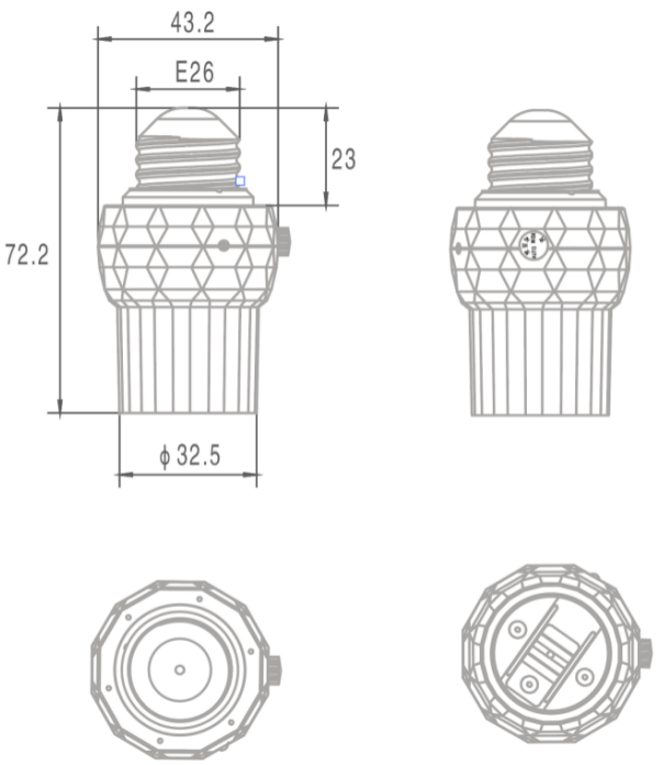 JL-320C Bulb Holder Control product dimensions and size diagram