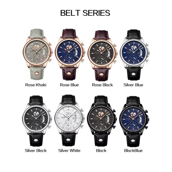 Waterproof Men's Quartz Chronograph Watch – Leather Strap· Luminous Dial | OEM