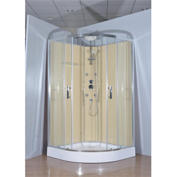 Circle Quadrant Shower Cabin with white acrylic tray chrome aluminium