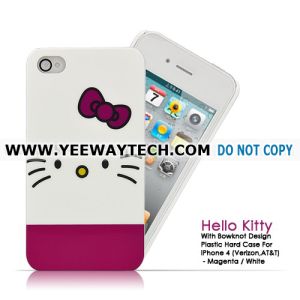 Hello Kitty With Bowknot Plastic Hard Case For iPhone 4 (Verizon,AT&T,iPhone 4S)