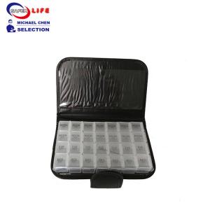 China Wallet Pocket Pill Dispenser Box Case Organizer Container Medicine PU Cover 28 Compartments on sale