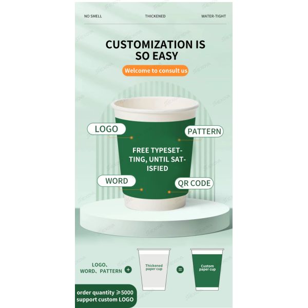 Customized Printed Double Layer Paper Cups for Hot Drink Juice Milk Tea Takeaway