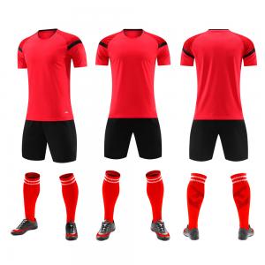China Customization Plain Red Soccer Jersey Plain Full Set Soccer Uniforms on sale