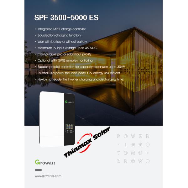 3.5kw Off Grid Growatt Battery System SPF 3500 ES High Frequency With Wifi For Solar Inverter