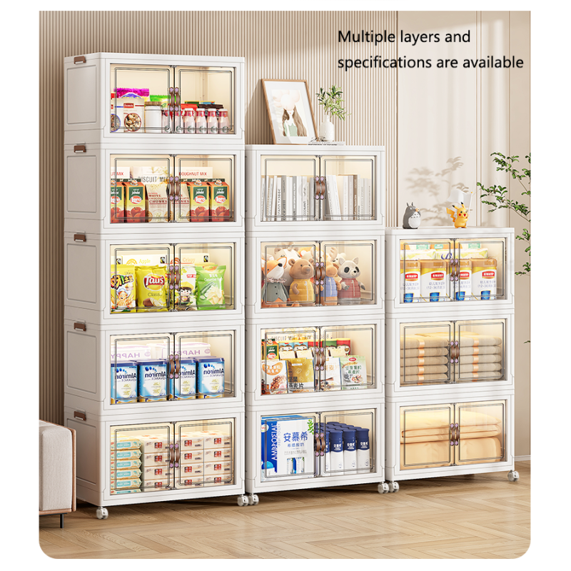 Home Transparent Clothing Folding Stackable Door Open Storage Cabinets Storage Boxes & Bins Storage Organizer