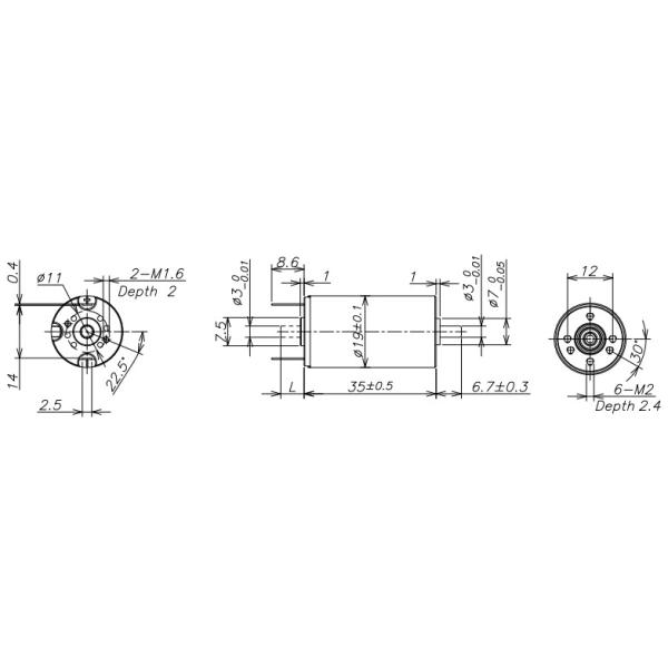 24v Brushed Dc Motor 82 MN.M Stall Torque 35mm Length For Intelligent Equipment