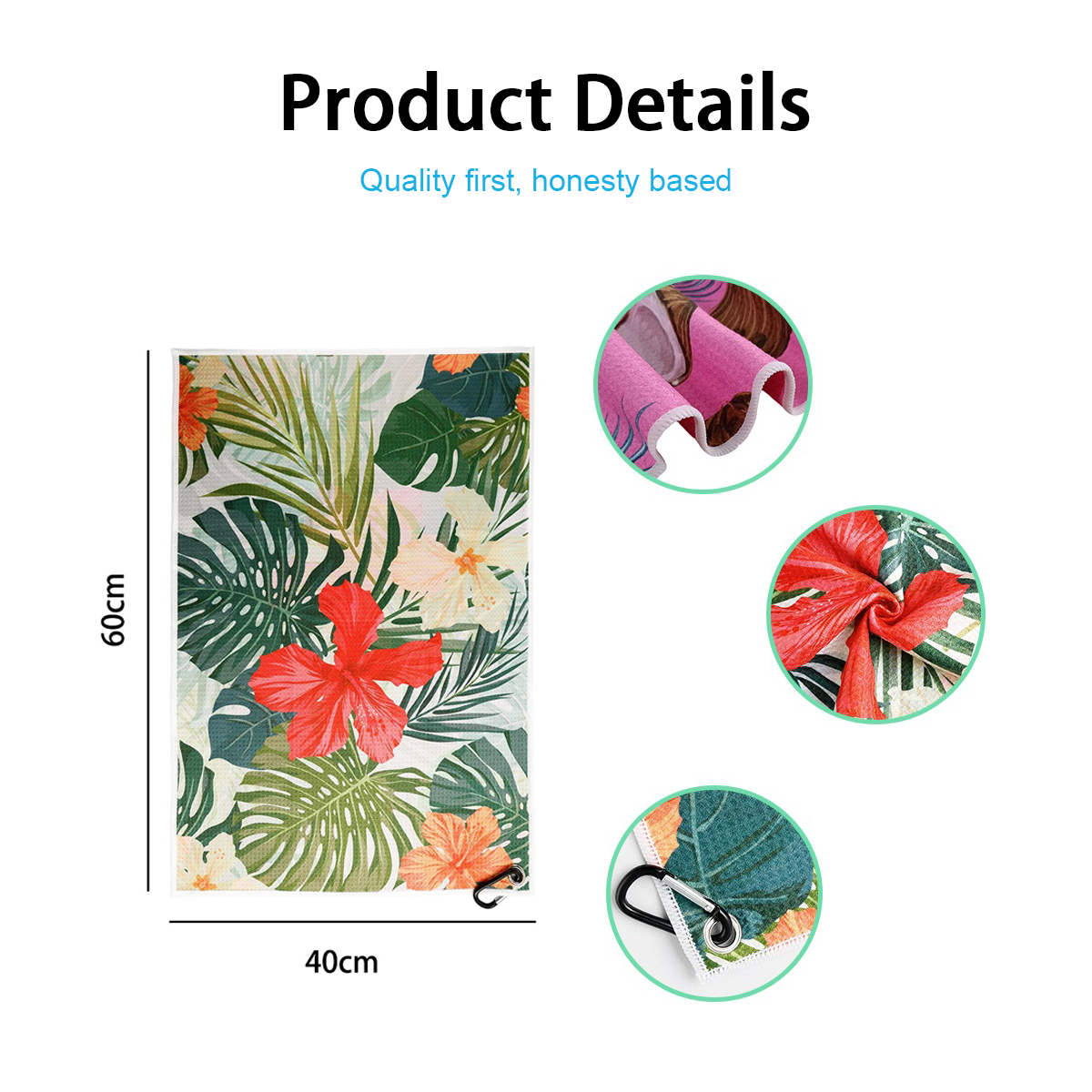 Custom Printed Logo High Quality Golf Towels Microfiber Waffle Golf Towel With Hook