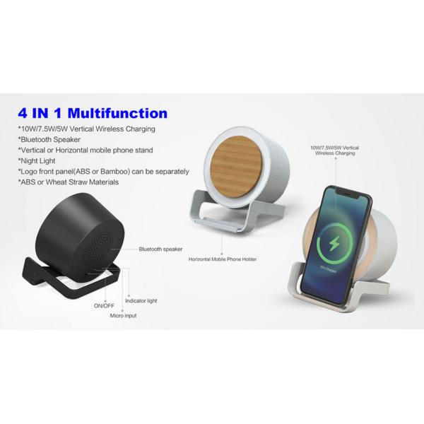 4 in 1 Multi-Funcational Night Light Bluetooth Speaker With Wireless Charging and Phone Stand