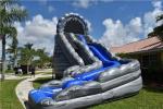 Commercial Blue Huge Inflatable Slides Logo Printing Wild Rapids 24ft Dual Lane