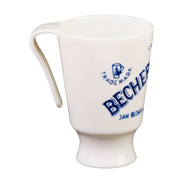 Close-up view of the reusable plastic drinking cup with handle