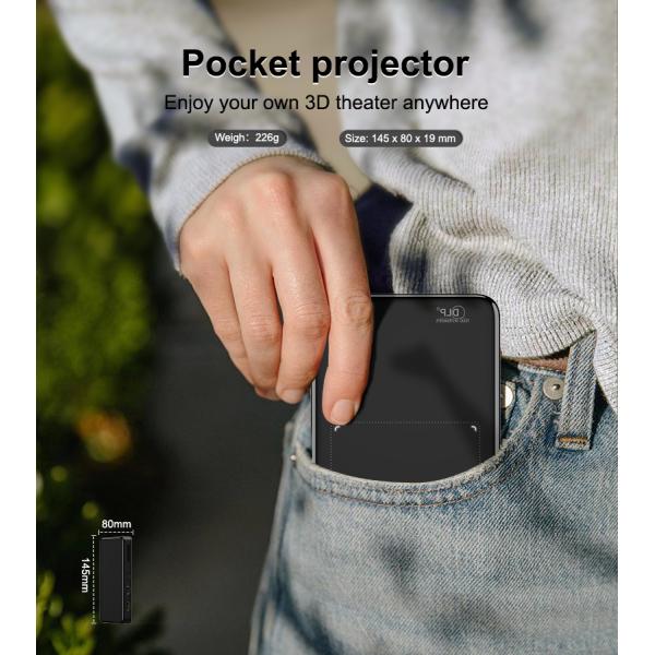 Flyin S90 4K Mini Portable Android Smart DLP Projector WIFI Bluetooth Enabled Shaped Mobile Phone US Plug LED Lamp 3D Battery