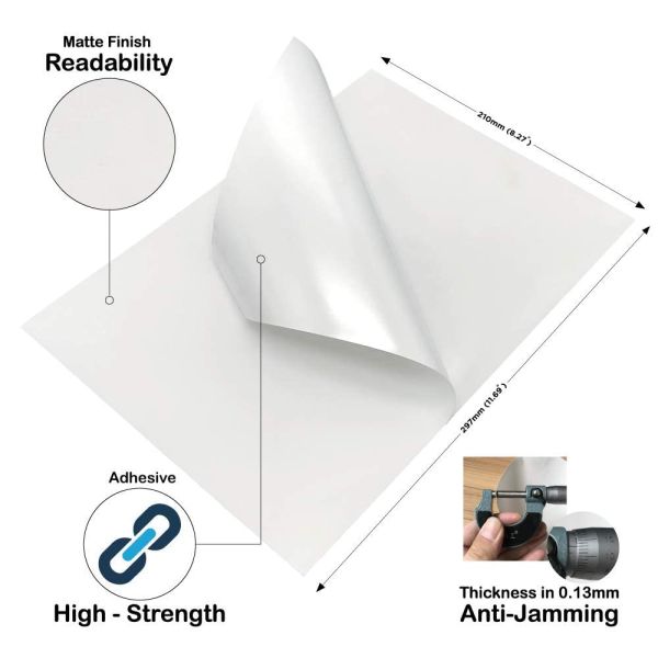 Waterproof Customizable A4 Label Stickers with Strong Adhesive for Inkjet and Laser Printers