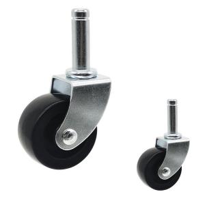 China Black Wheel Plug In Stem Plastic Shopping Food Cart Casters 2 Inch on sale