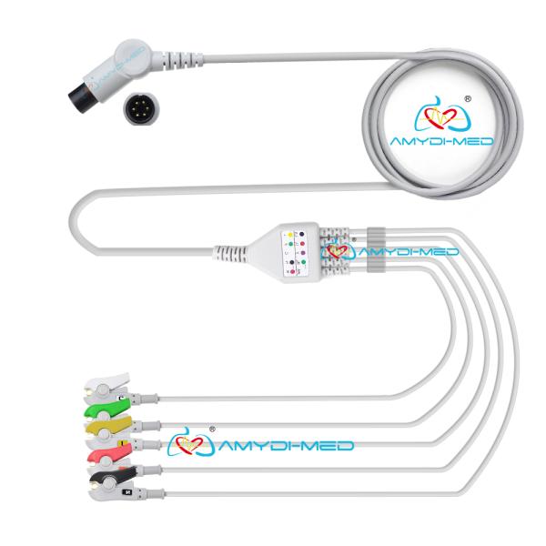 Round 6P ECG Cable And Leadwires SPACELABS Customized 5 Lead Ecg Cable