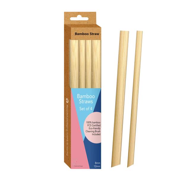 Reusable Smoothie Straws Individually Wrapped Organic Bamboo Straws 20CM