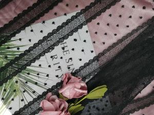 Buy cheap Black Dot Line Tulle Mesh Embroidered Lace Fabric For Home Textile product