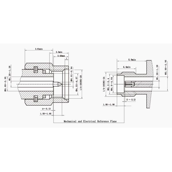 40GHz 2.92mm RF Connector Female Four Holes Flange Panel Mount Matched Pin Diameter 0.051 inch（1.3mm) Flange Hole Spacing 0.339 inch (8.6mm)