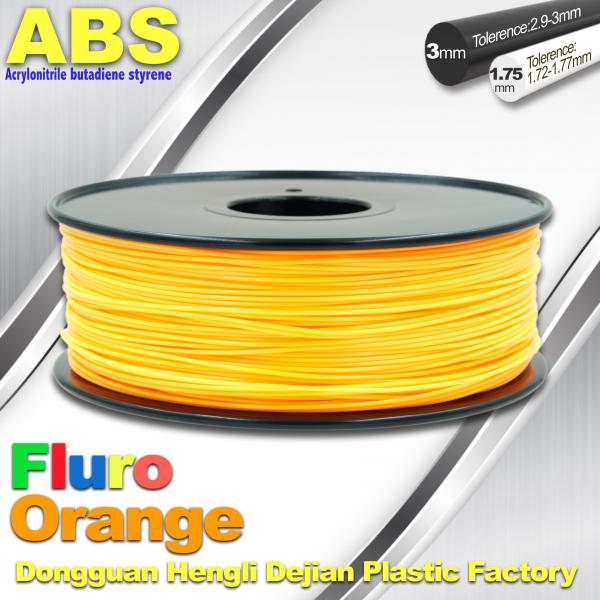 Quality Eco Friendly ABS 3D Printer Filament 1.75mm Fluro Orange 3D Printing Filament for sale