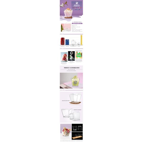 Wholesale mini disposable pudding jelly ps tasting cup plastic mousse square plastic ice cream cup