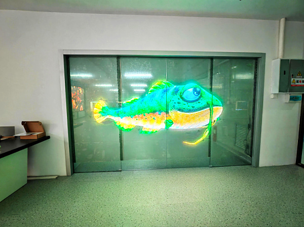 P20 LED Transparent Film Screen 5V Wireless Roll Up LED Display For Shopping Mall Animation
