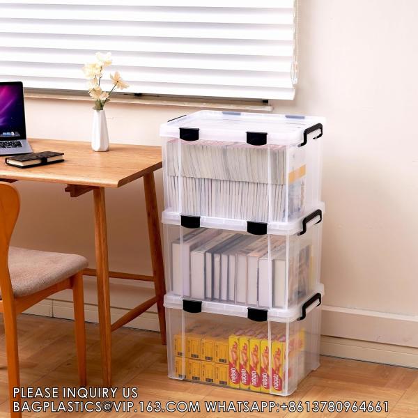 Airtight Plastic Storage Bins With Gasket Seal Lids And 6 Secure Latching Buckles Stackable Storage Containers
