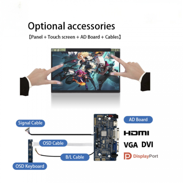 7 Inch Touch Display Module eDP Interface Full HD Touch Display 1920x1080 500 Nits Brightness
