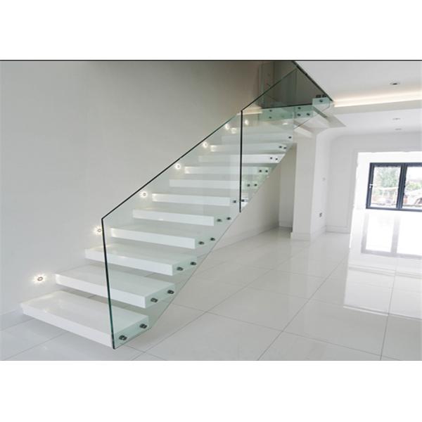 Prima Prefabricated Open Tread Stairs With Glass , Unique Floating Appearance