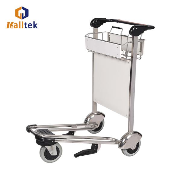 Stainless Steel Airport Luggage Trolley With Handle Brake