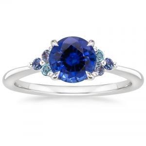 China Sapphire Indigo Melody RingSet with 6mm Premium Blue Round Sapphire on sale