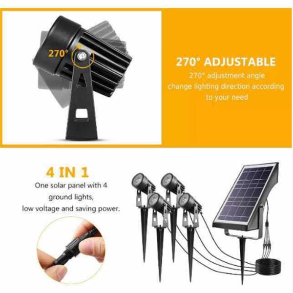 3.2V 6000K Solar Powered Garden Lights Smart Control 270 Degree Adjustable 4PCS
