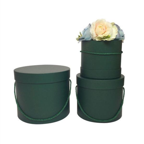 Different Color Custom Cardboard Gift Round Cylinder Bouquet Flower Box Packaging With Handle