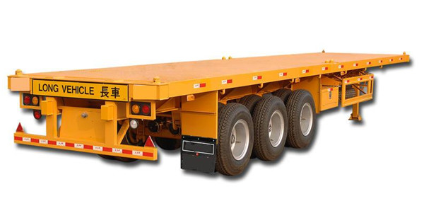 Three Axles Flat Bed Semi Trailer For 20ft / 40ft Container 12 Twist Container Lock
