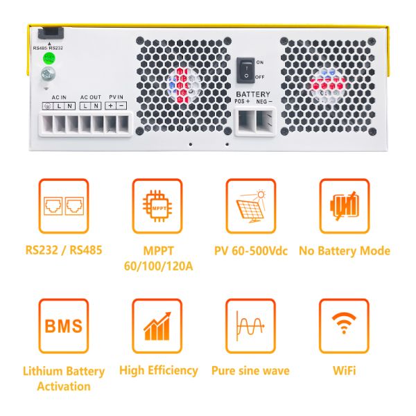 24V 48V Off Grid Solar Inverter Single Phase Pure Sine Wave MPPT Charge Controller 3.5kw 5.5kw 6.2kw Model Can Work Without Battery Support